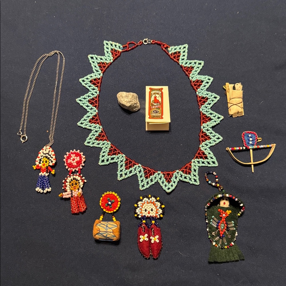 Handcrafted Beaded Necklace and Brooch Set